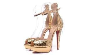 素敵　Louboutin　ルブタン　ゴールドスパイクス　ピープ　トー　サンダル　14CM Gold Spike Peep Toe Sandals_クリスチャンルブタン CHRISTIAN LOUBOUTIN_ブランド コピー 激安(日本最大級)