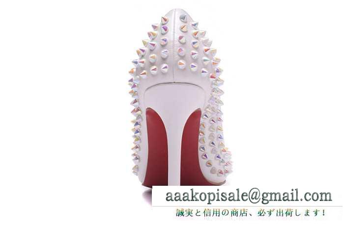 人気美脚ルブタンレディース靴スパイクスハイヒールパンプスLOUBOUTIN blanco 通勤歩きやすい100mm