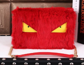 ふわふわ★可愛い　FENDI　フェンデイ　コピー　レディース　ショルダーバッグ　チェーンストラップ　レッド