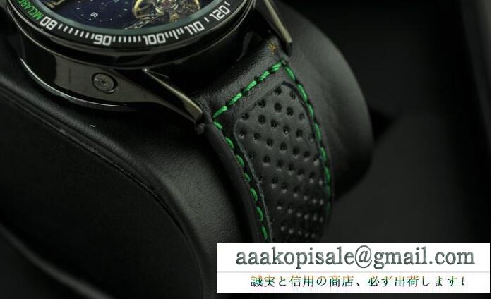 ブルー文字盤のタグホイヤー 偽物 アクアレーサー tag heuer 黒い革ベルトのメンズ腕時計