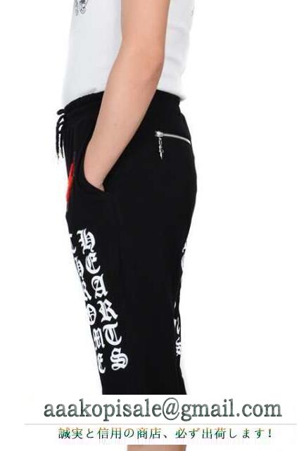 Chrome hearts 人気セール安いドラー スエットパンツ ブラック クロム ハーツ 偽物 メンズショートパンツ