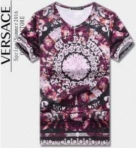 花模様のVERSACE ヴェルサーチ メンズクルーネックTシャツ 半袖 レッドとブルーの2色選択可能 激安大特価大人気_ヴェルサーチ VERSACE_ブランド コピー 激安(日本最大級)