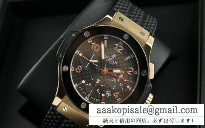 自動巻き ウブロ ビッグバン 301.sb.131.rx hublot デイト表示 セラミック ラバーストラップ ゴールドと黒 6針 爆買い格安のメンズ腕時計