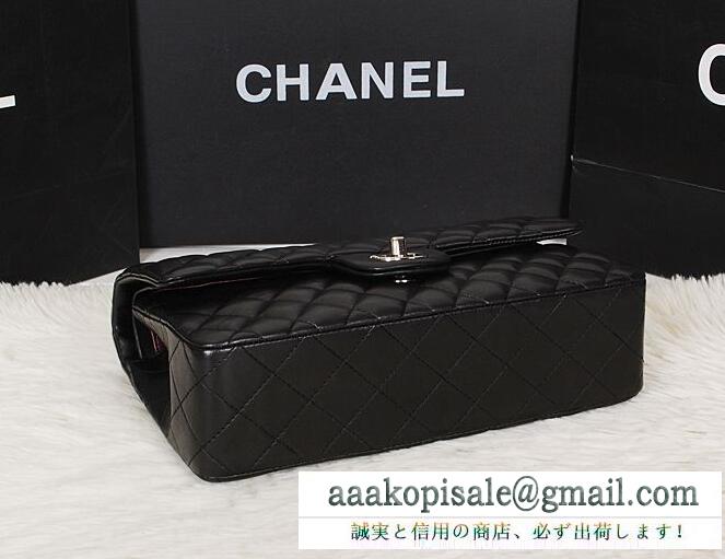 超かわいい ショルダーバッグ 人気 chanel ココマーク マトラッセ チェーン ダブルフラップ ラムスキン 黒レディースハンドバッグ