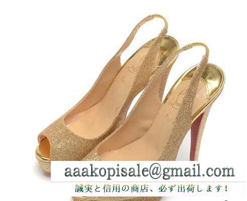 2017年モデル入荷 christian louboutin ゴールドグリッターパンプス ヒール高さ約12.0cm レディース
