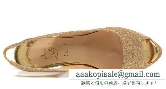 2017年モデル入荷 christian louboutin ゴールドグリッターパンプス ヒール高さ約12.0cm レディース