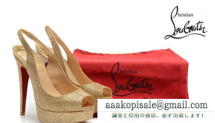 2017年モデル入荷 christian louboutin ゴールドグリッターパンプス ヒール高さ約12.0cm レディース