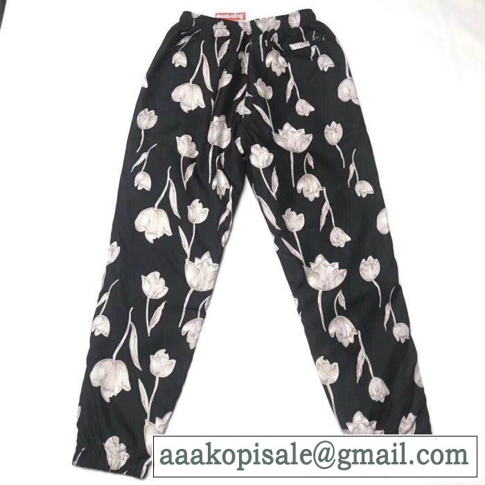 柔らかい印象に上質 Supreme  19SS Floral Silk Track Pant  3色可選 スエットパンツ上品な涼やかさある印象に