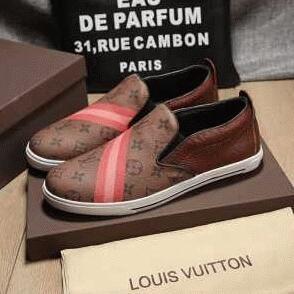 高級品ルイヴィトンスニーカーメンズ LOUIS VUITTON フラットシューズスリッポンモノグラムブラウン