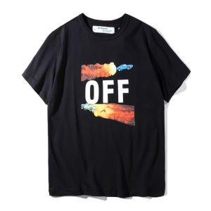 2018年春夏新作Off-Whiteオフホワイト激安のメンズクルーネック半袖Tシャツ激安通販品　プリント　ブラック、ホワイト2色