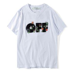 刺繍ロゴ付きのOff-Whiteオフホワイトｔシャツ新作ブラック、ホワイトの男女兼用のクルーネック半袖Tシャツ激安　