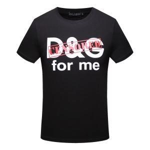 ロゴ付きのDOLCE&GABBANAドルチェ&ガッバーナコピーのホワイト、ブラックのメンズ半袖クルーネックＴシャツ