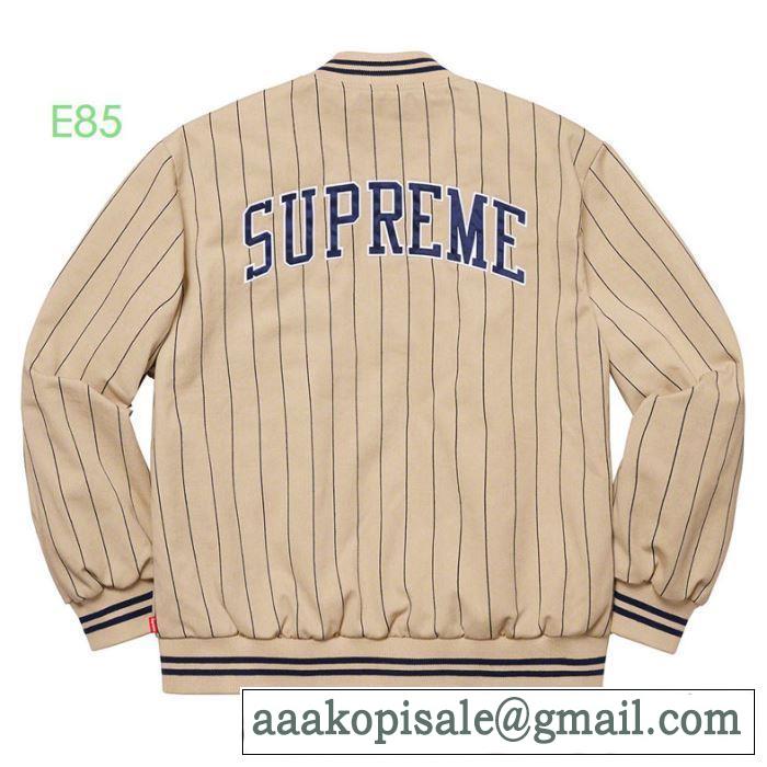 大人かわいい秋冬コーデを楽しみ  野球ウェア2019トレンドアイテム激安  2色可選  Supreme Pintripe Varsity Jacket