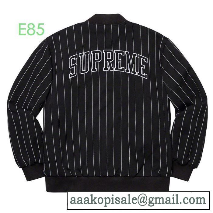 大人かわいい秋冬コーデを楽しみ  野球ウェア2019トレンドアイテム激安  2色可選  Supreme Pintripe Varsity Jacket