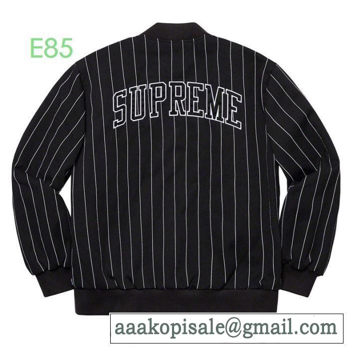 大人かわいい秋冬コーデを楽しみ  野球ウェア2019トレンドアイテム激安  2色可選  Supreme Pintripe Varsity Jacket