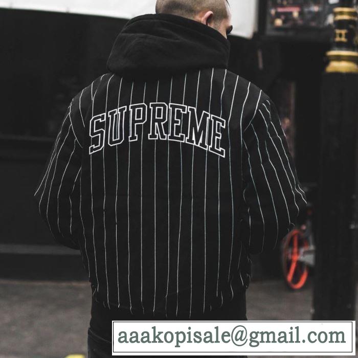 大人かわいい秋冬コーデを楽しみ  野球ウェア2019トレンドアイテム激安  2色可選  Supreme Pintripe Varsity Jacket