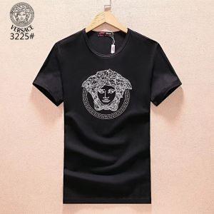 シンプルヴェルサーチ半袖ＴシャツVERSACE通販刺繍ロゴＴシャツクールネックインナートップス３色可選