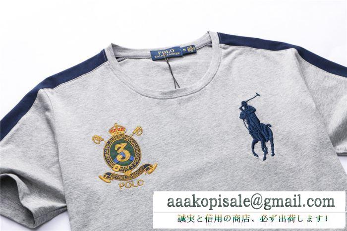 2018シーズン限定お買い得！POLO ralph laurenポロ ラルフローレンｔシャツコピー刺繍ワッペン付きビジネス用メンズクルーネック半袖トップス