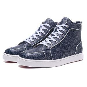 最新入荷！ルブタン コピーChristian Louboutin PIK BOAT  スニーカー 2018夏季人気新品 HOT限定セール ハイカット ブルー