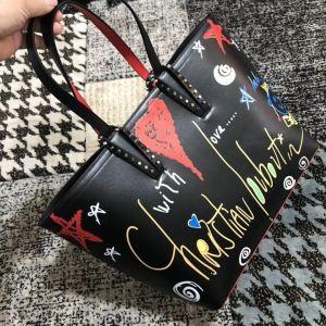 良好な材質Christian Louboutinクリスチャンルブタン2018SS限定グラフィティCABATAレディース本革トートバッグコピー