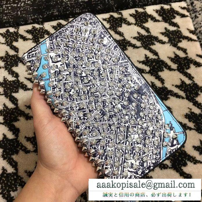 HOTお買い得ルブタンコピーChristian louboutin男女兼用スパイクスラウンドファスナー長財布