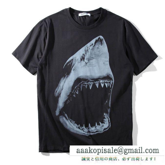 2018SS新作人気GIVENCHY shark print fit t-shirtメンズクルーネック半袖トップスジバンシーコピープリントｔシャツ