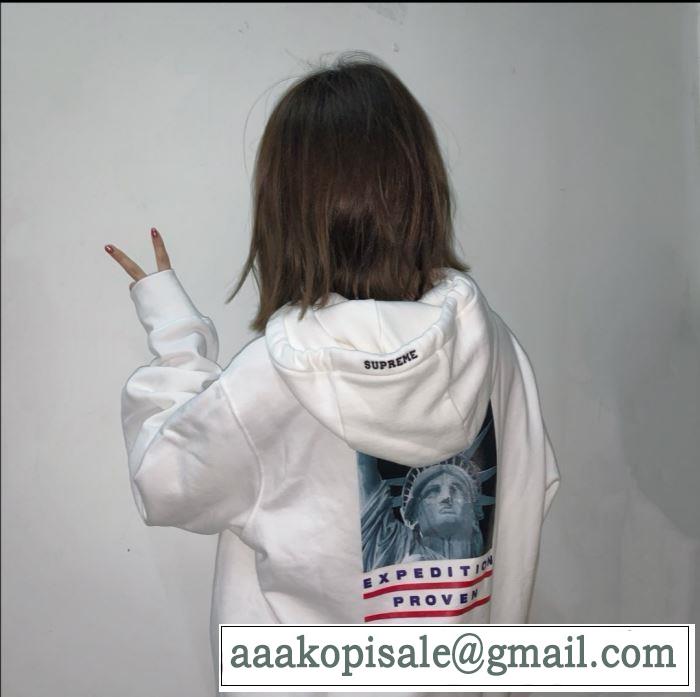 おしゃれに大人の必見 2色可選  Supreme 19FW TNF Statue of Liberty Hooded パーカー