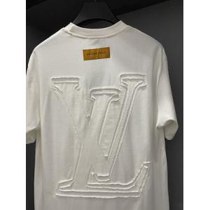 春夏ブランド新品 Louis Vuitton男女同じスタイルTシャツコピー パッチlogo カジュアルルーズ 真っ白