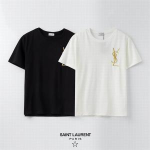 フロント左胸にシンプルなYSL刺繍ロゴ Saint Laurent コピー サンローラン 半袖ｔシャツ ユニセックス