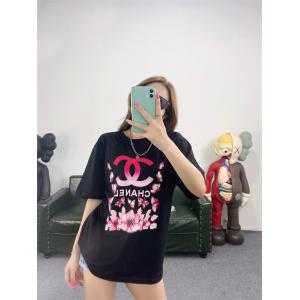 王道的な2021ブランド最新モデル ピンクバタフライ花 人気プリントロゴ半袖ｔシャツ