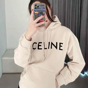 秋冬コーデに合わせやすい Celine logo セリーヌコピー パーカー 裏起毛 ユニセックス 着回しの効く上品