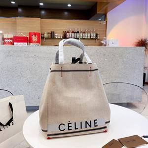 CELINE キャバス ロゴ トートバッグセリーヌ偽物 シン...