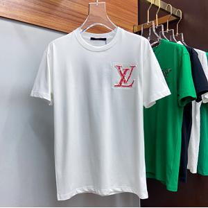 ルイヴィトンLOUIS VUITTONルイヴィトンコピー通販の赤色のメンズ通学通勤クルーネック半袖Tシャツ