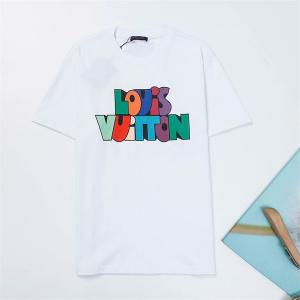 春の新色LOUIS VUITTONルイヴィトンコピー人気刺繍ロゴ付きメンズクルーネック半袖Tシャツ