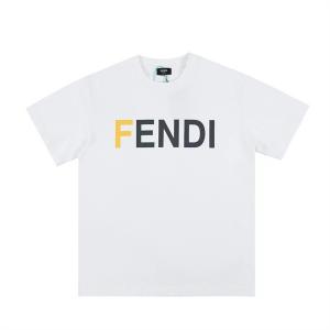 23SS＜FENDI フェンディ＞ コットンジャージーTシャツ FENDIロゴ 白39406736フェンディ激安コットン100％上質