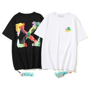 新作入荷本物保証コットン生地光沢ｔシャツレディースシンプルホワイトOff-Whiteオフホワイト 半袖 コピー