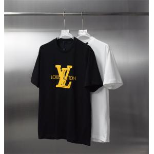 低価格で販売するLOUIS VUITTONルイヴィトン激安通販メンズプリントされたトップス半袖クルーネックTシャツブラック、ホワイト2色