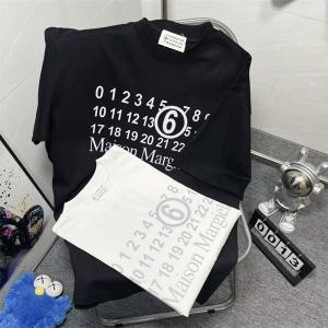Maison Margielaメゾン マルジェラ半袖Tシャツ コピー数字ロゴプリント クルーネック カジュアル ユニセックス ブラック/ホワイト
