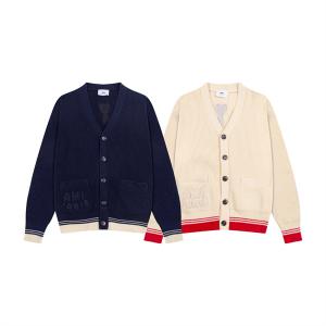 アミ パリス AMI PARISカーディガン コピーメンズ レディース ニット Vネック 長袖 羽織り ポケット付き ロゴ 刺繍 