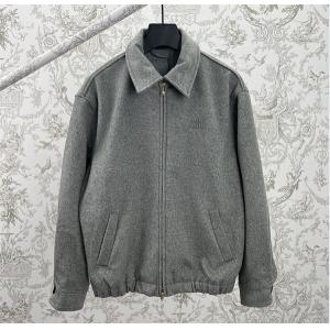 人気Miu Miuミュウミュウ ジャケット コピー レディース ジップアップ ウール グレー ロゴ刺繍