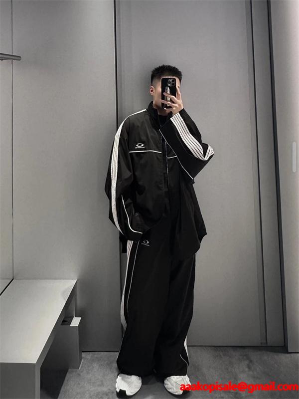 バレンシアガ 偽物 トラックジャケット スリーストライプ 高品質 スポーツカジュアル ジップアップ BALENCIAGA