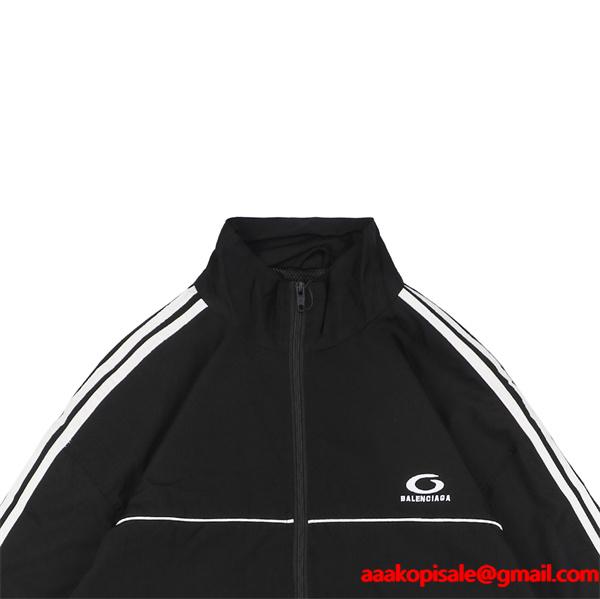 バレンシアガ 偽物 トラックジャケット スリーストライプ 高品質 スポーツカジュアル ジップアップ BALENCIAGA