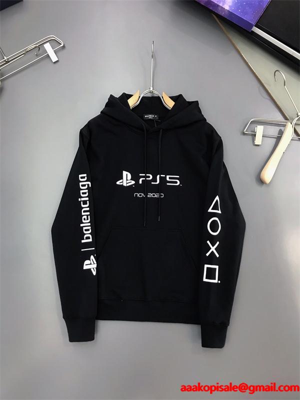 バレンシアガ 偽物 パーカー PS5 コラボ風デザイン 長袖 フーディ ストリート カジュアル BALENCIAGA