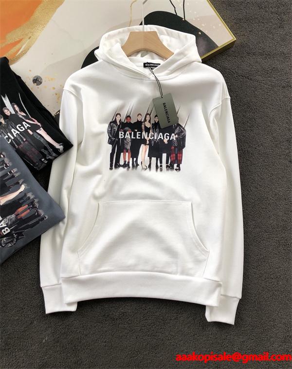 BALENCIAGA スーパーコピー パーカー ファミリープリント ロゴデザイン カジュアル フーディ バレンシアガ