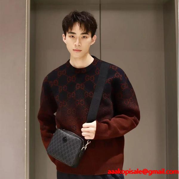 グッチ スーパーコピー グラデーション GG柄 クルーネック ニット セーター グリーン ブラック GUCCI