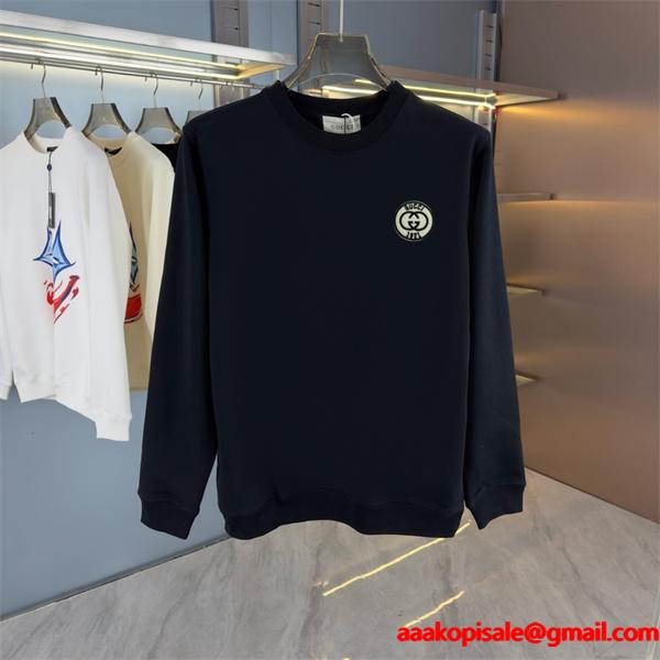 グッチ コピー エンブレムロゴ オーバーネック スウェット パーカー アイコニック ブラック GUCCI