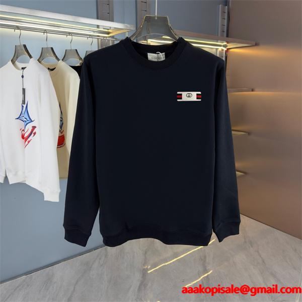 GUCCI スーパーコピー ストライプタグ モックネック スウェット パーカー モダン ブラック グッチ