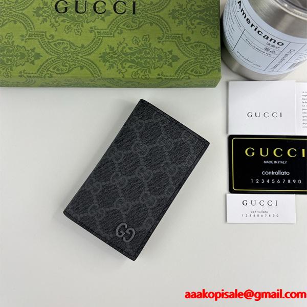 グッチ コピー 名刺入れ GGスプリーム キャンバス グレー シルバーGGロゴ N級品 メンズ GUCCI