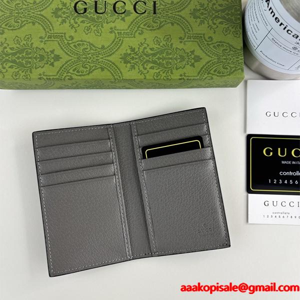 グッチ コピー 名刺入れ GGスプリーム キャンバス グレー シルバーGGロゴ N級品 メンズ GUCCI