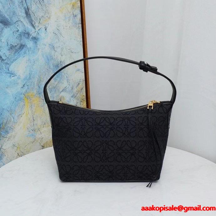 ロエベ スーパーコピー アナグラム ジャカードバッグ ネイビー×ホワイト ショルダー 高品質 LOEWE